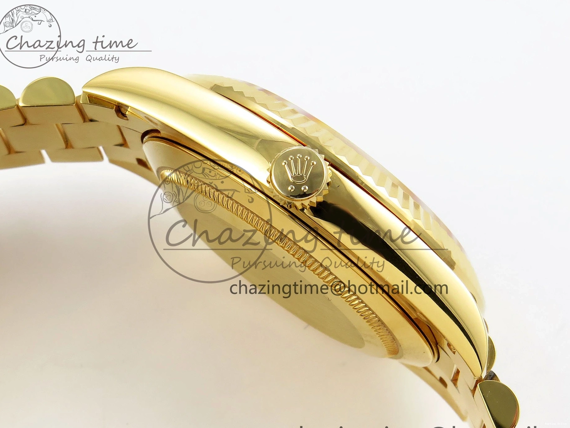 1225 WrinkleFree DayDate 40 228238 ARF 904L Steel YG Crystal Diamonds Bezel on President Bracelet VR 1550